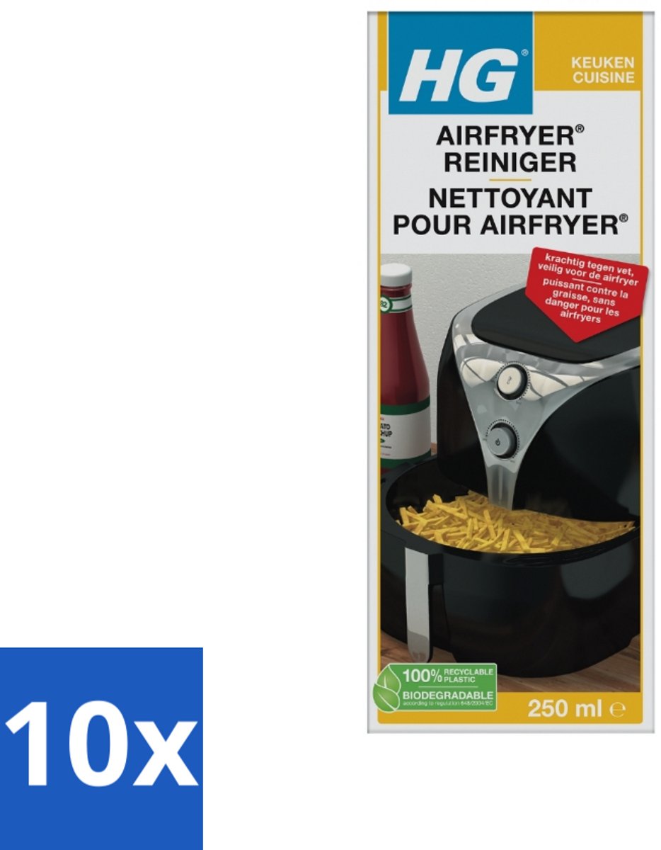 10 x HG Airfryer Reiniger 250 ml - Airfryer Reinigen - Vetresten Verwijderen - Airfryer Reiniger - Airfryer Schoonmaken - Hardnekkige Vetresten
