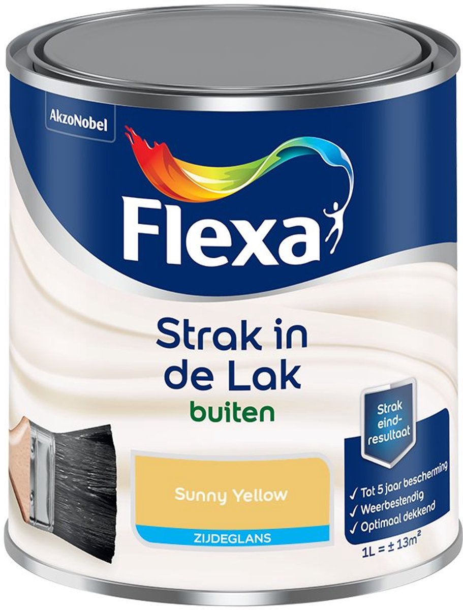 Flexa - Strak in de Lak Buitenlak Zijdeglans - Sunny Yellow - Mengverf - 1 L