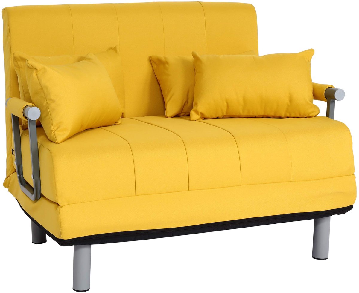 MCW Fauteuil slaapbank MCW-K29, inklapbare fauteuil slaapbank logeerbed, ligvlak 186x97cm stof (270g/m²) ~ geel