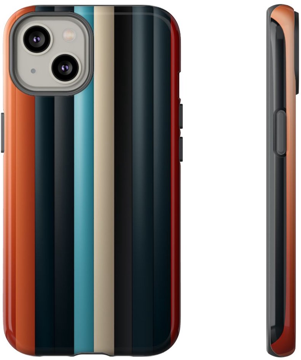 Verticale Streeppatronen in Blauw en Rood – Telefoonhoesje Geschikt voor iPhone 14