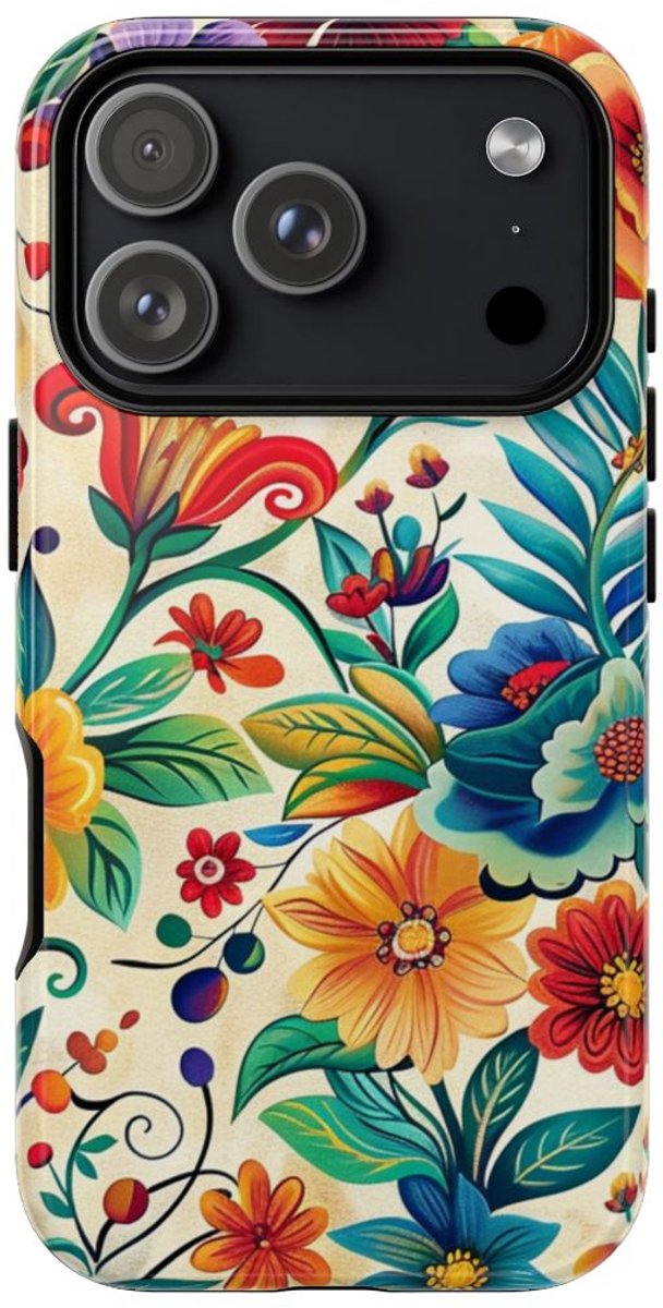 Vrolijk Multicolor Bloemenpatroon – Telefoonhoesje Geschikt voor iPhone 17 Pro