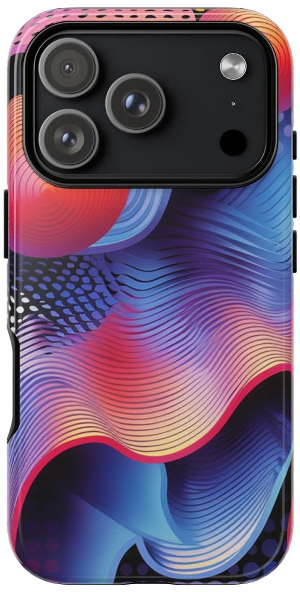Kleurrijke Abstracte Golven en Bollen – Telefoonhoesje Geschikt voor iPhone 17 Pro