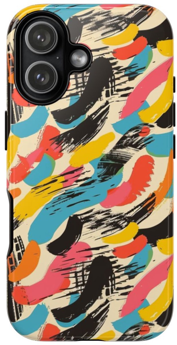 Levendig Abstract Penseelstrepenpatroon – Telefoonhoesje Geschikt voor iPhone 17
