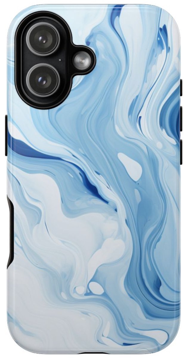 Blauw-Witte Marmerwerveling – Telefoonhoesje Geschikt voor iPhone 17