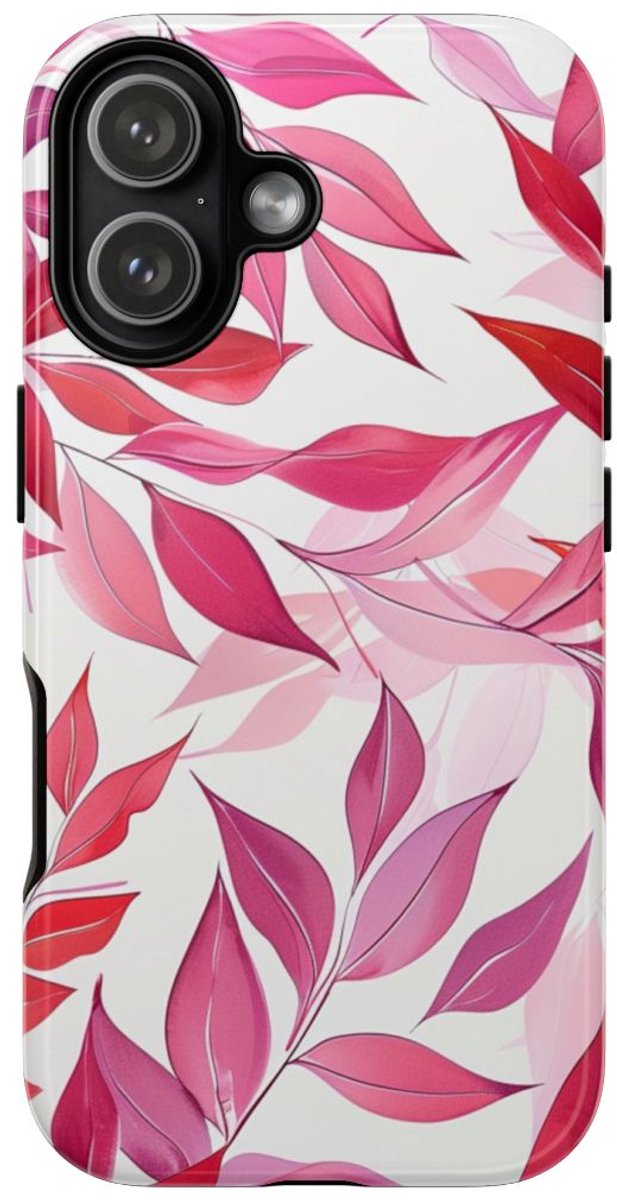 Roze en Rode Bladerenpatroon – Telefoonhoesje Geschikt voor iPhone 17