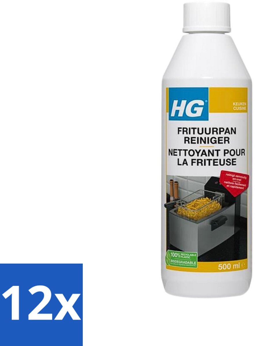 12 x HG Frituurpanreiniger 500 ml - Frituurpanreiniger - Vet Verwijderen - Aangekoekt Vet - Frituurpan Schoonmaken - Frituurpan Reiniging