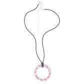 Behave® Ketting zwart met hanger met roze steentjes 40 cm