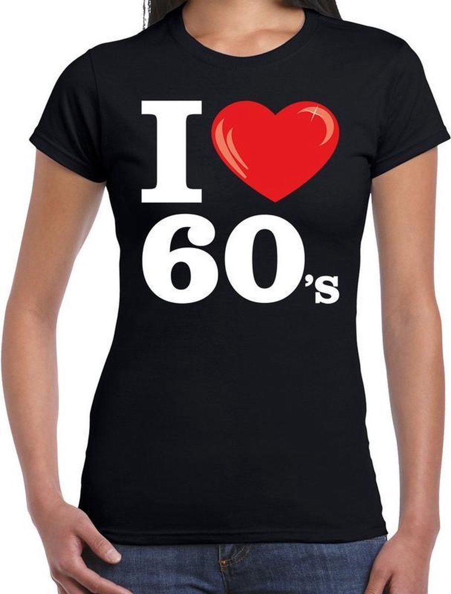 Afbeelding van product Bellatio Decorations  I love 60s t-shirt zwart dames - i love sixties shirt dames L  - maat L