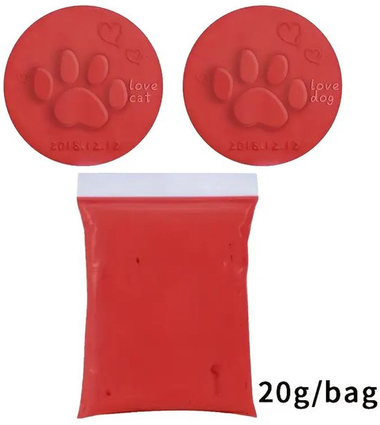 Baby hand- & voetafdruk klei - Rood - 20g zachte fluffy klei - DIY gipsafdruk - Voor baby’s én huisdieren - Pootafdruk hond/kat - Lichtgewicht & herbruikbaar - 10×7 cm verpakking van Hompelife — afbeelding 5