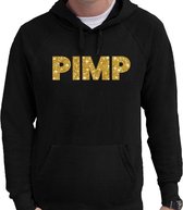 PIMP goud glitter tekst hoodie zwart voor heren M