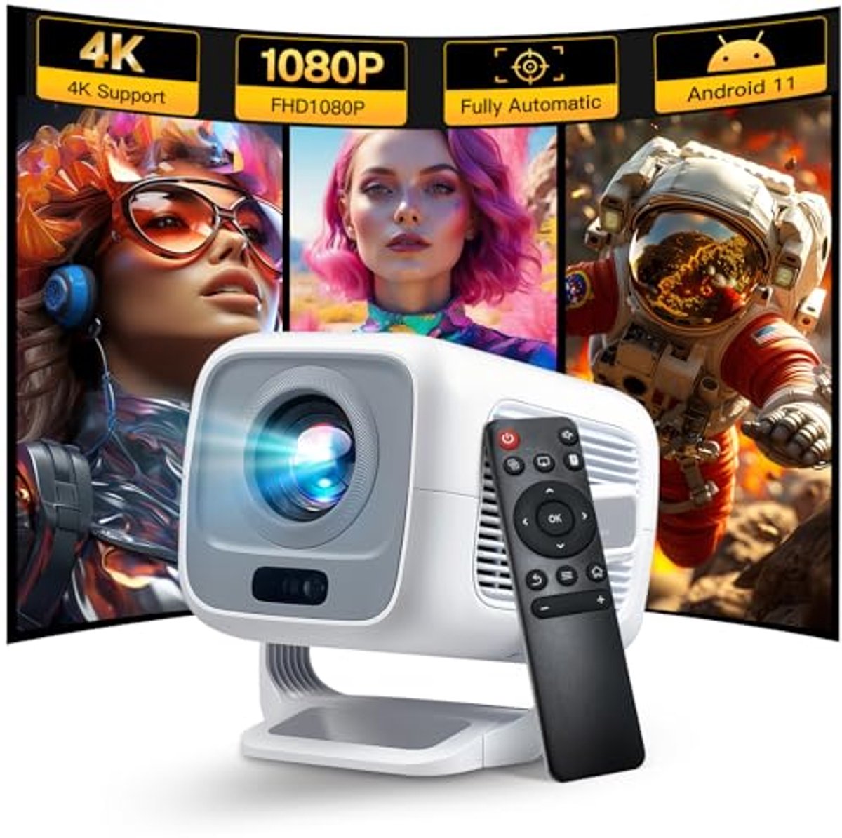 Full HD Video Beamer met Autofocus en Trapeziumcorrectie - Ideaal voor Thuisbioscoop en Outdoor Gebruik