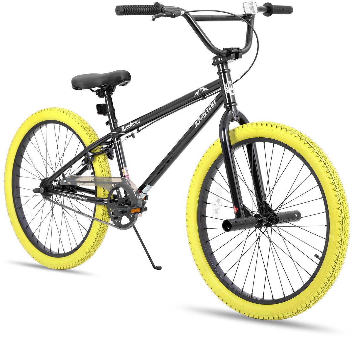 Joystar Brockway BMX-fiets - 24 inch - Handrem - Remmen - Achter V-brake - Pegs - Geel - Geschikt voor buitenactiviteiten in de lente