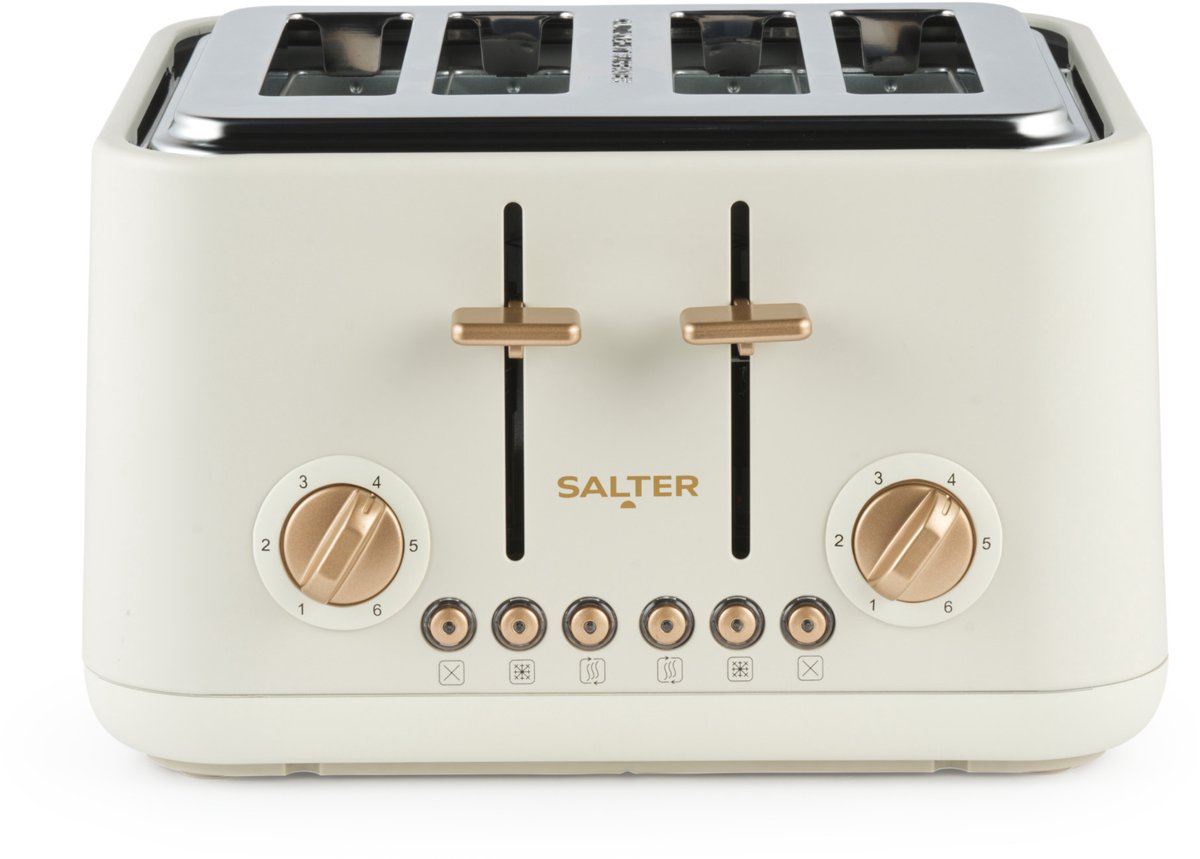 Salter Pebble 4-Slice Broodrooster - 6 Bruiningsniveaus, Brede Sleuven