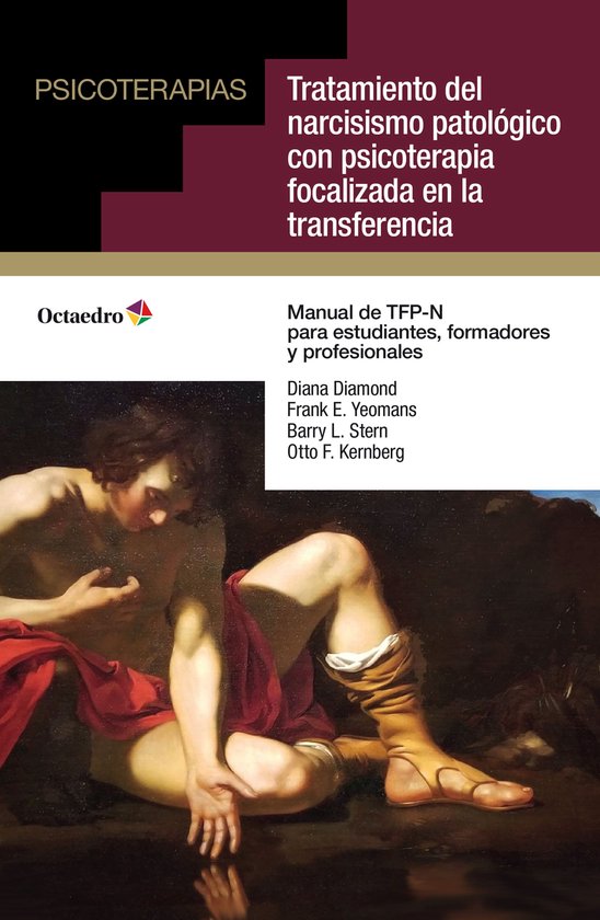 Boek "Psicoterapias: Tratamiento del narcisismo patológico con psicoterapia focalizada en la transferencia" met een schilderij van een man.