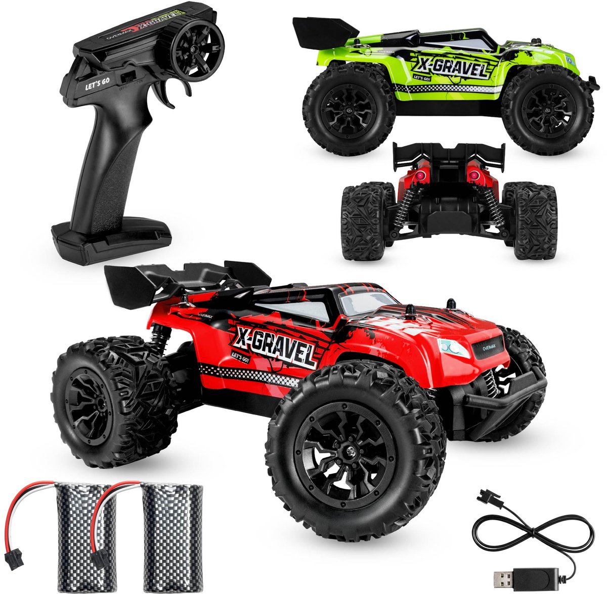 Overmax X-Gravel RC Auto – 1:16 Terenauto 20 km/u – Achterwielaandrijving, Vering, 2 Accu’s tot 30 min Speeltijd, 2 Carrosserieën – Offroad Racewagen voor Kinderen & Volwassenen – Bestuurbare Auto — afbeelding 19