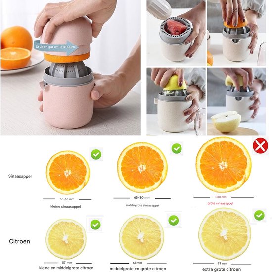 longziming -Handmatige Sapcentrifuge met Sapcontainer - Multifunctionele Fruitpers voor Citroen, Sinaasappel en Diverse Vruchten - Eenvoudig, Veilig en Compact van longziming — afbeelding 3