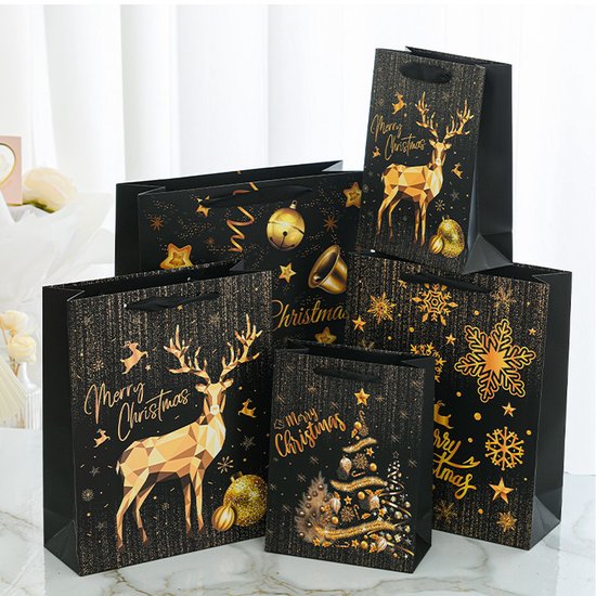 Suntac Cadeauzakjes voor Kerstmis- 12 stuks-kerstzakjes- cadeauzakjes - papieren zakjes-cadeautas voor kerstcadeau-kerstfeest-Sinterklaas(18*8.5*24CM)