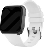 Siliconen Smartwatch bandje - Geschikt voor Fitbit Versa / Versa 2 silicone band - wit - Strap-it Horlogeband / Polsband / Armband - Maat: Maat L