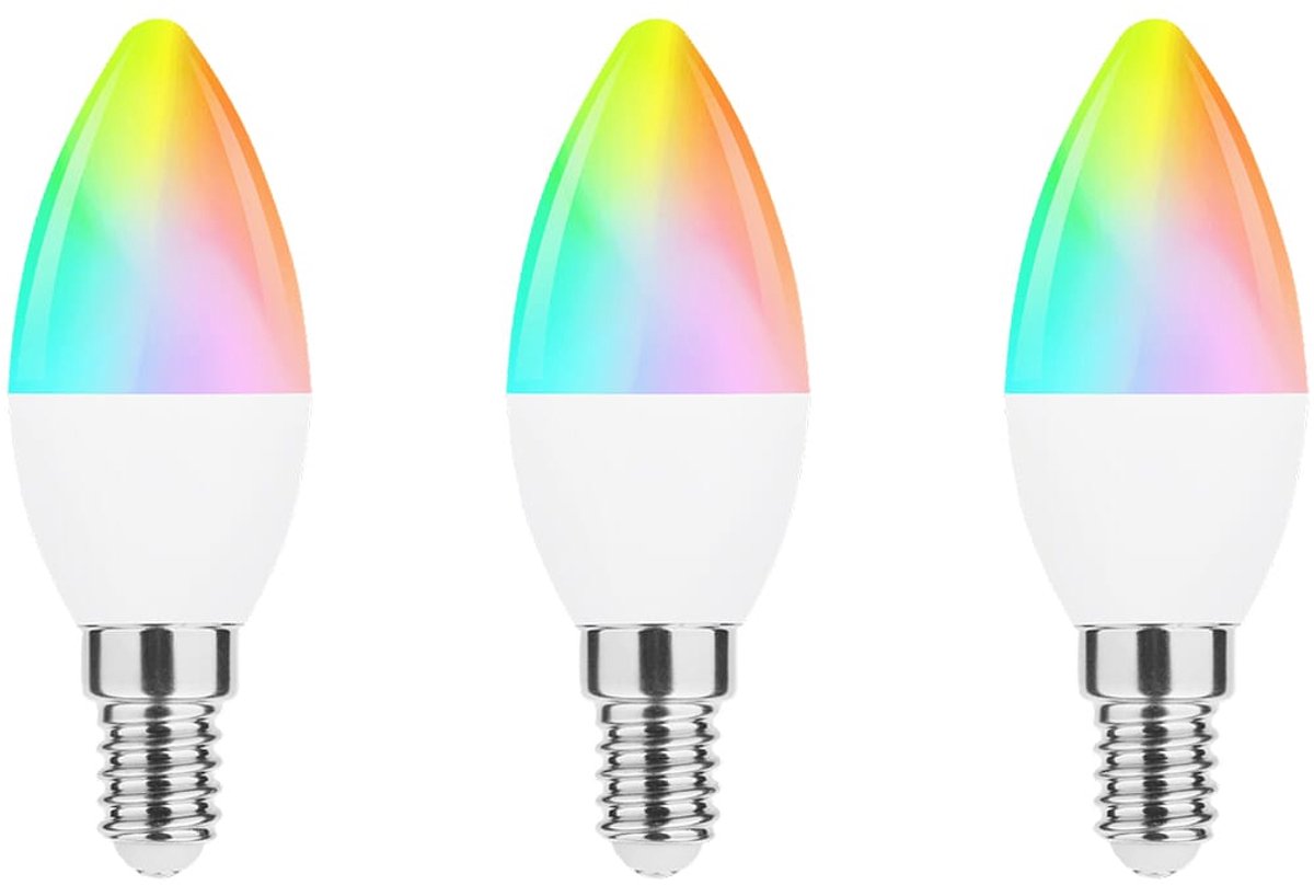 Modee Smart E14 Led Lamp met Afstandsbediening - 4.9W - Slimme Lamp - RGB en Neutraal Wit - B35 Kaarslamp - 3 Stuks