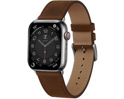 Elysian horlogebandje geschikt voor Apple Watch - Echt Leer - Donkerbruin - 22mm - Quick Release - Verstelbaar - Series 1/2/3/4/5/6/7/8/9/10/11/SE/Ultra(2/3) - Apple Watch Bandje 42/44/45/49mm