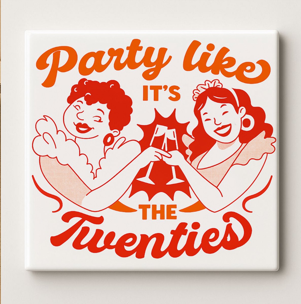 Party Like It’s the Twenties Keramische Tegel 15x15 cm – Vintage Feest Ontwerp – Retro Wan