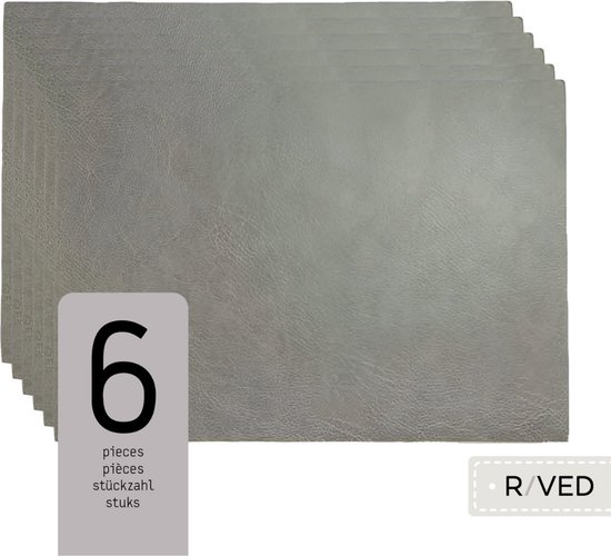 Sets de Napperons Raved Vera - Set de 6 pièces - Grijs - Plastique - Table à manger - Sous-couche - Hydrofuge