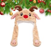 Muts Met Beweegbare Oren – Konijn, Pluche, Warm, Interactief, Geschikt Voor Halloween, Kerst, Carnaval En Cosplay
