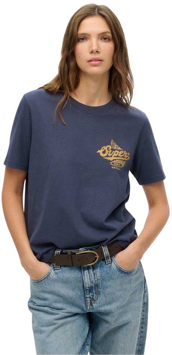 Superdry Athletic metallic T-shirt Dames T-shirts Marineblauw