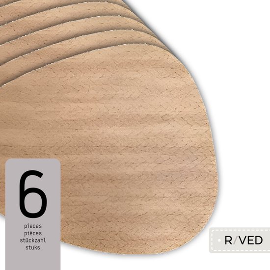Raved Napperons Alice - Set de 6 pièces - Latte - Aspect cuir - Plastique - Ovale - Table à manger - Sous-couche - Hydrofuge