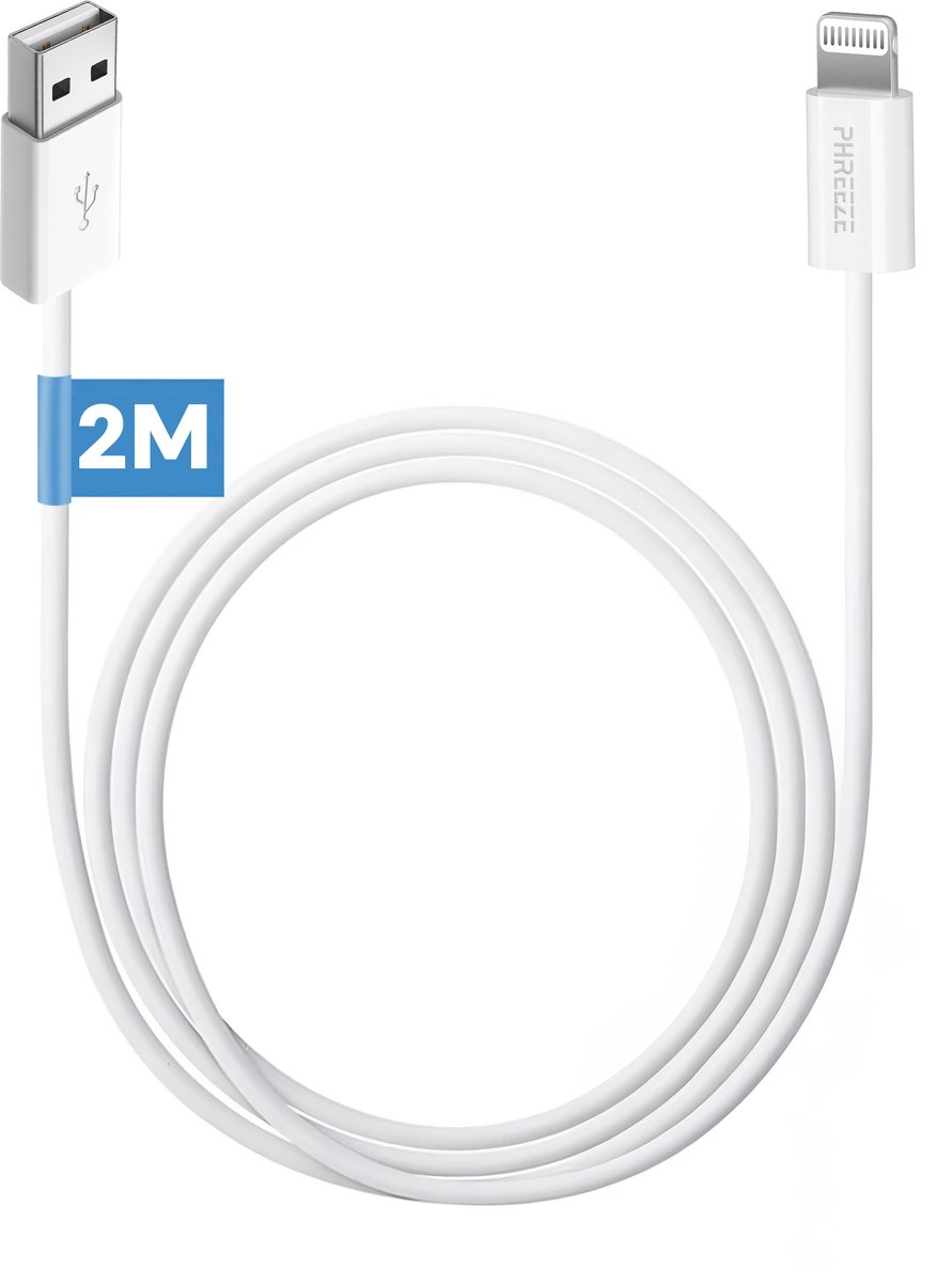 Oplaadkabel geschikt voor usb naar Lightning - Kabel geschikt voor iPhone & iPad - 2m wit