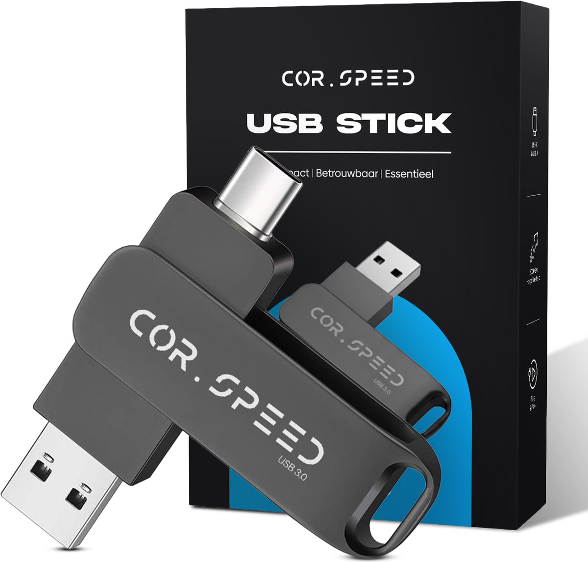 Image of 128 GB USB stick - USB A en USB C - USB 3.0 - Plug & Play - Geschikt voor Smartphones / Laptops / Tablets