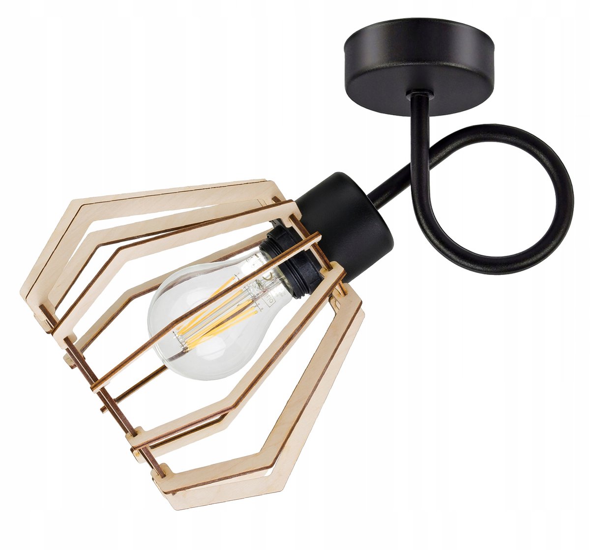Industriële Wandlamp Plafondlamp met Houten Accenten - E27