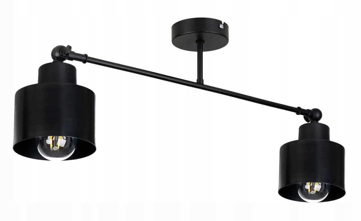 Loft Hanglamp Zwart Metaal 2x E27 Verstelbaar