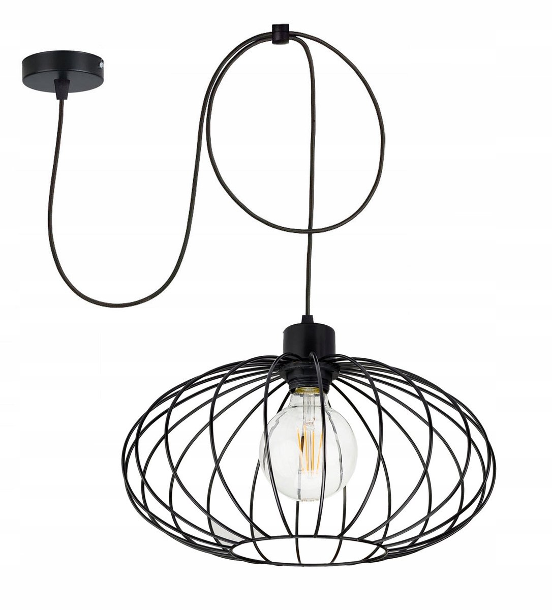 Hanglamp ZWIES PAJĄK Loft Elips XL Zwart E27 35cm