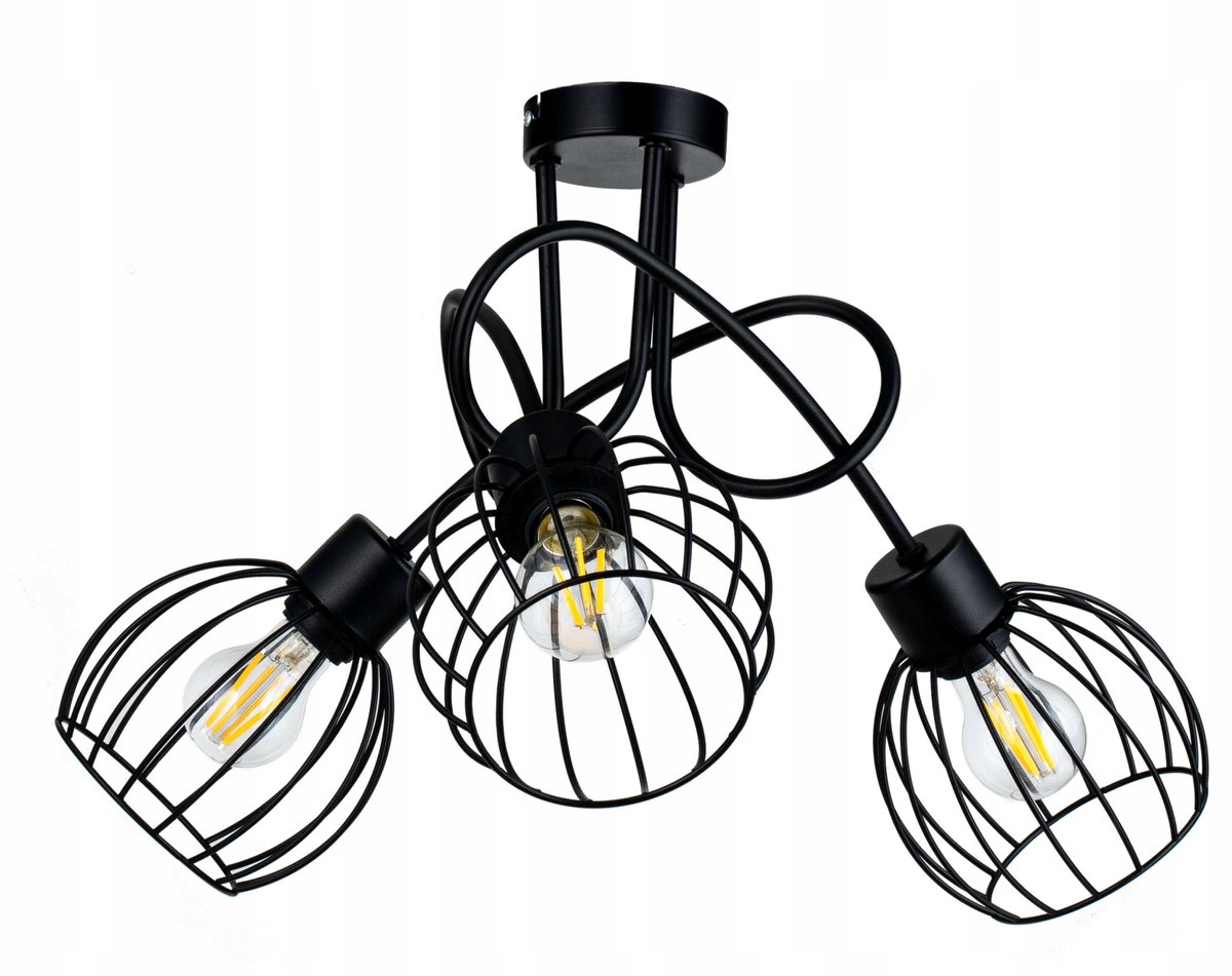 Hanglamp Loft Metals Zwart 3xE27 Draadboll