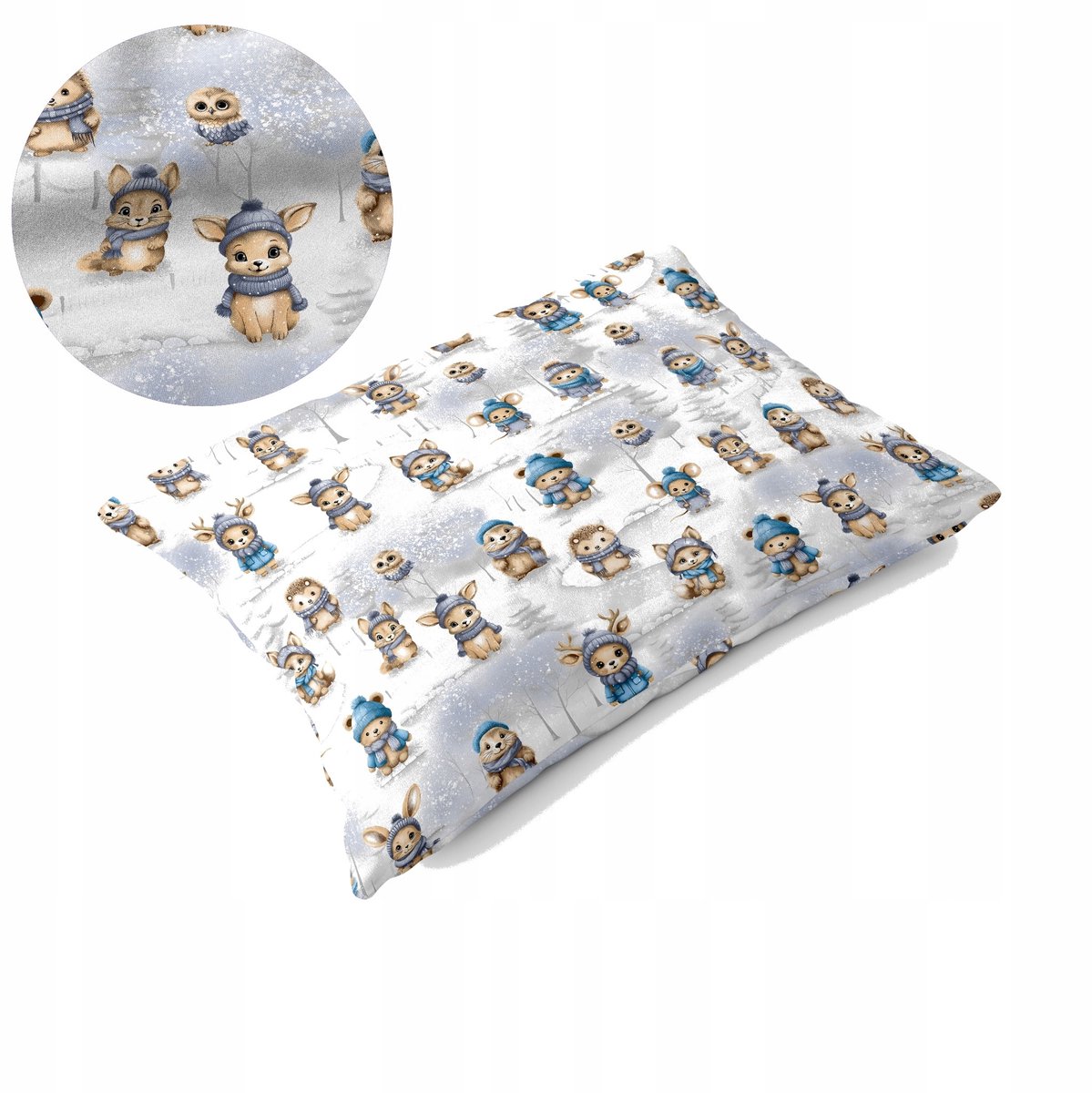 Decoratieve Katoenen Kussensloop 50x70cm - Winter Dieren - OEKO-TEX