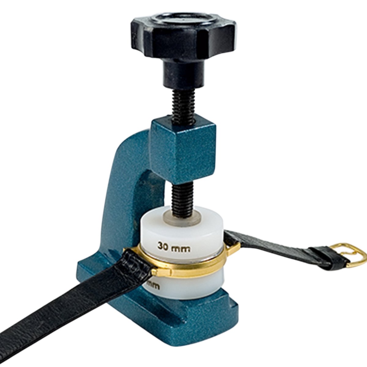 SELVA persblok voor horloges, horlogeglazen, horlogebodems, met kunststof drukstukken (14 tot 37 mm)