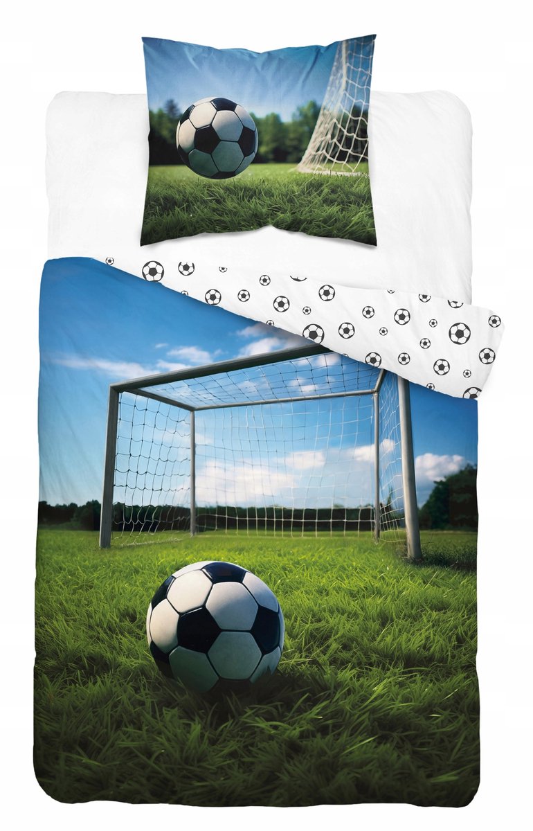 Kinderbeddengoed 160x200cm Katoen Voetbal Fluorescerend
