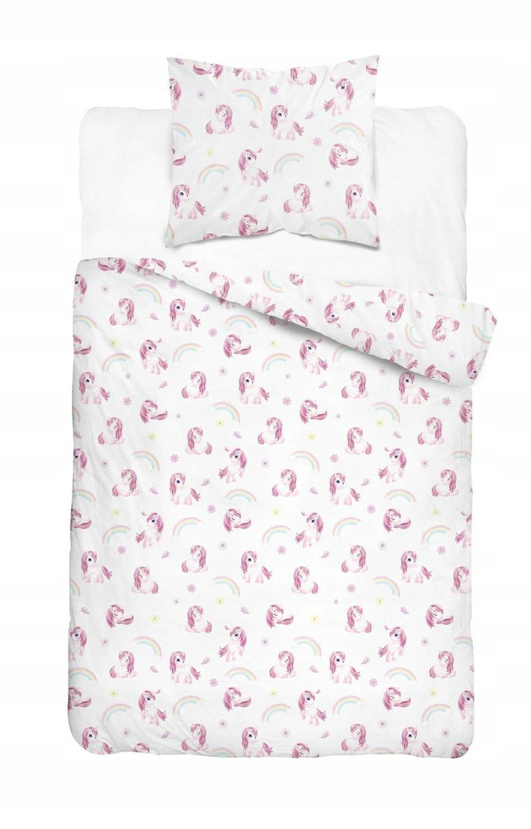 Kinderbeddengoed Eenhoorn 140x200 cm Katoen Wit Roze