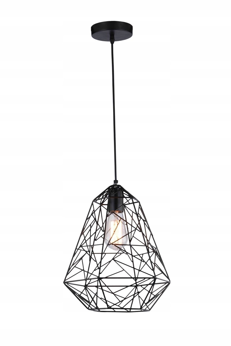TRISH hanglamp industrieel zwart metalen draadkap E27
