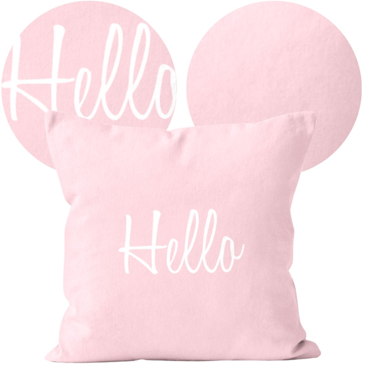 JESS Roze Kussenhoes 'Hello' 40x40 cm - Zachte Katoenmix