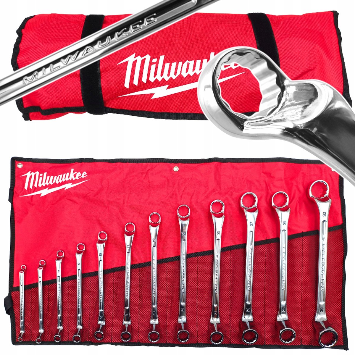 Milwaukee Ringsleutelset 12-delig 6-32 mm, 75° gebogen