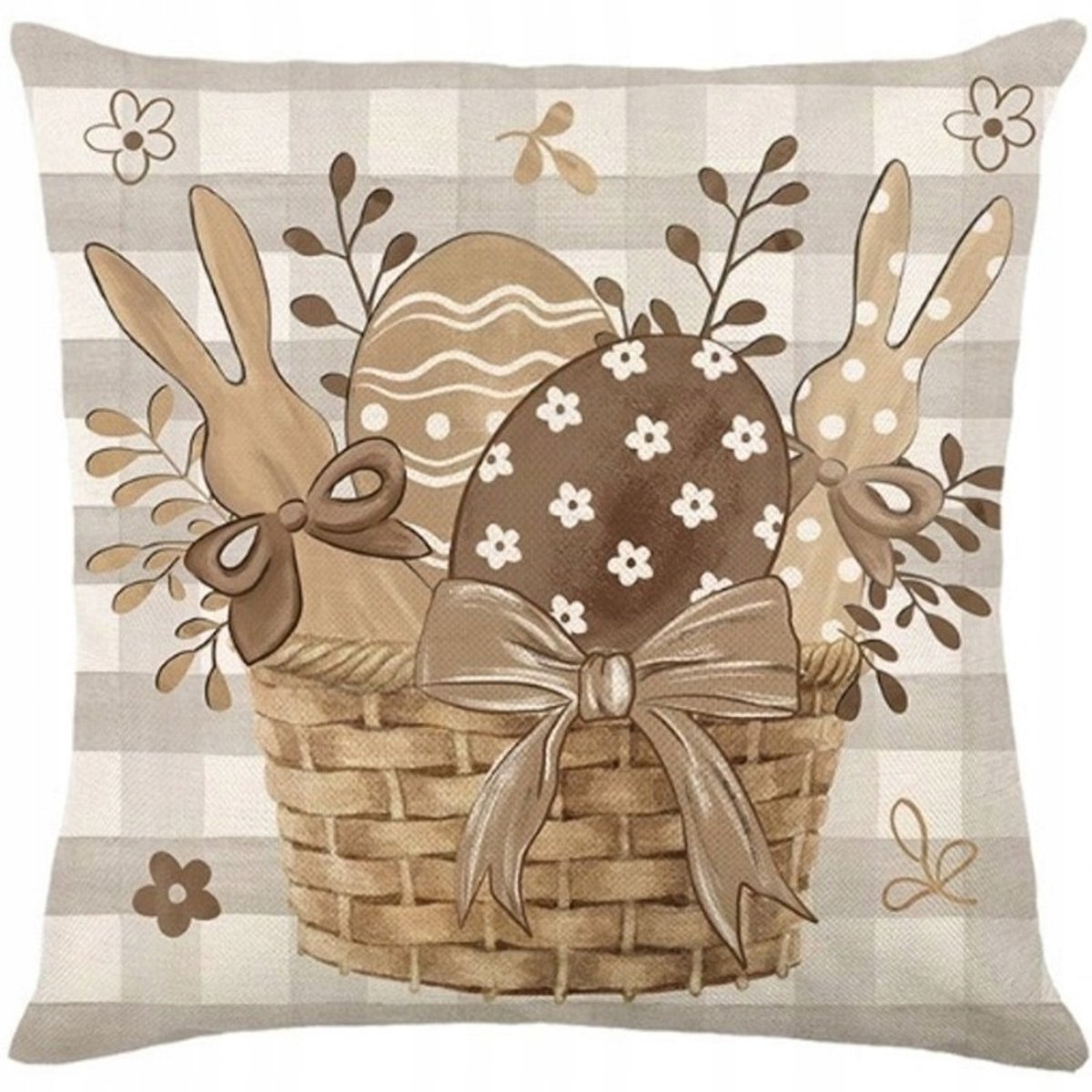 Decoratieve Paaskussenhoes 45x45cm - Linnen met Ritssluiting