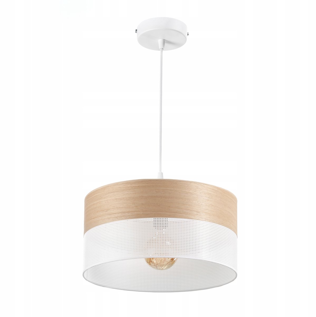 Houten Hanglamp met Gaten - E27 Fitting - Diameter 30 cm