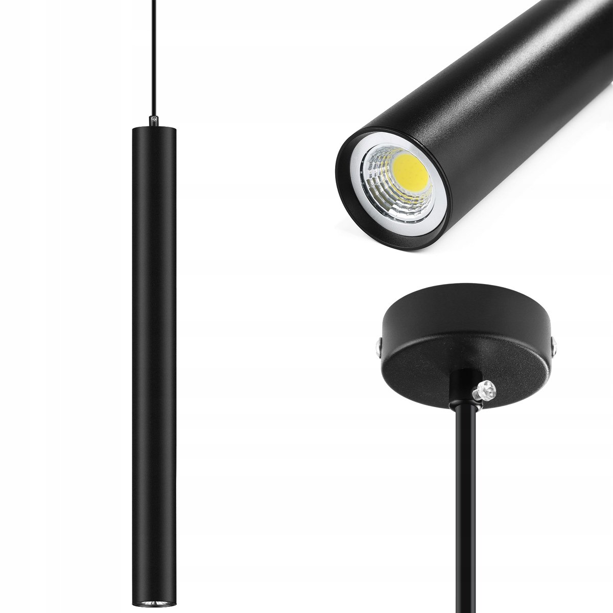 Moderne LED Plafondlamp Tuba Zwart 8W 60cm