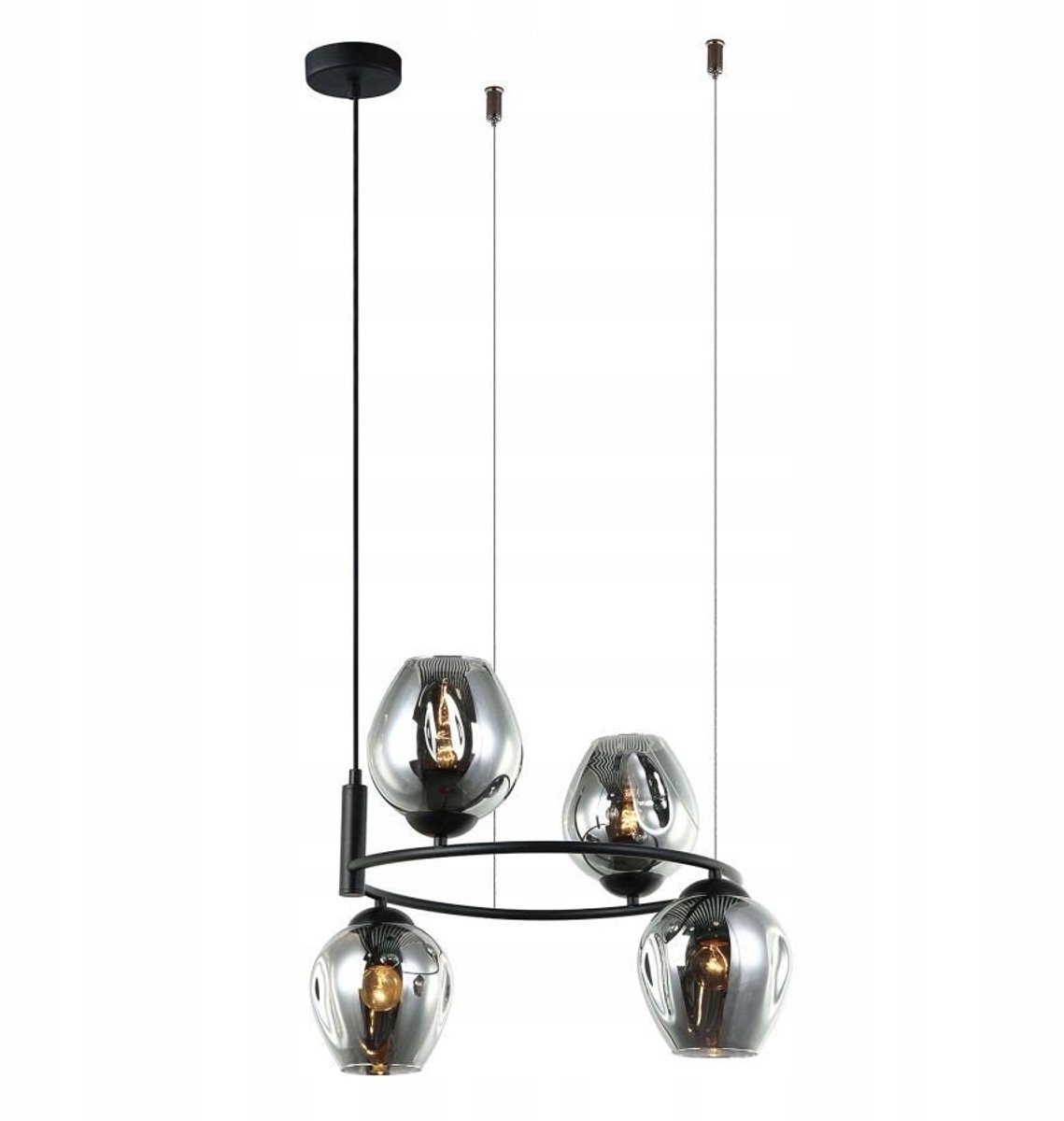 Roxane MDM-4045-4 BK+SG Hanglam - Zwart, Rookglas, E27