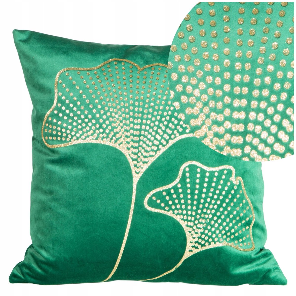 Sierkussens Fluweel FRES 45x45 - Donkergroen met Ginkgo Bladeren