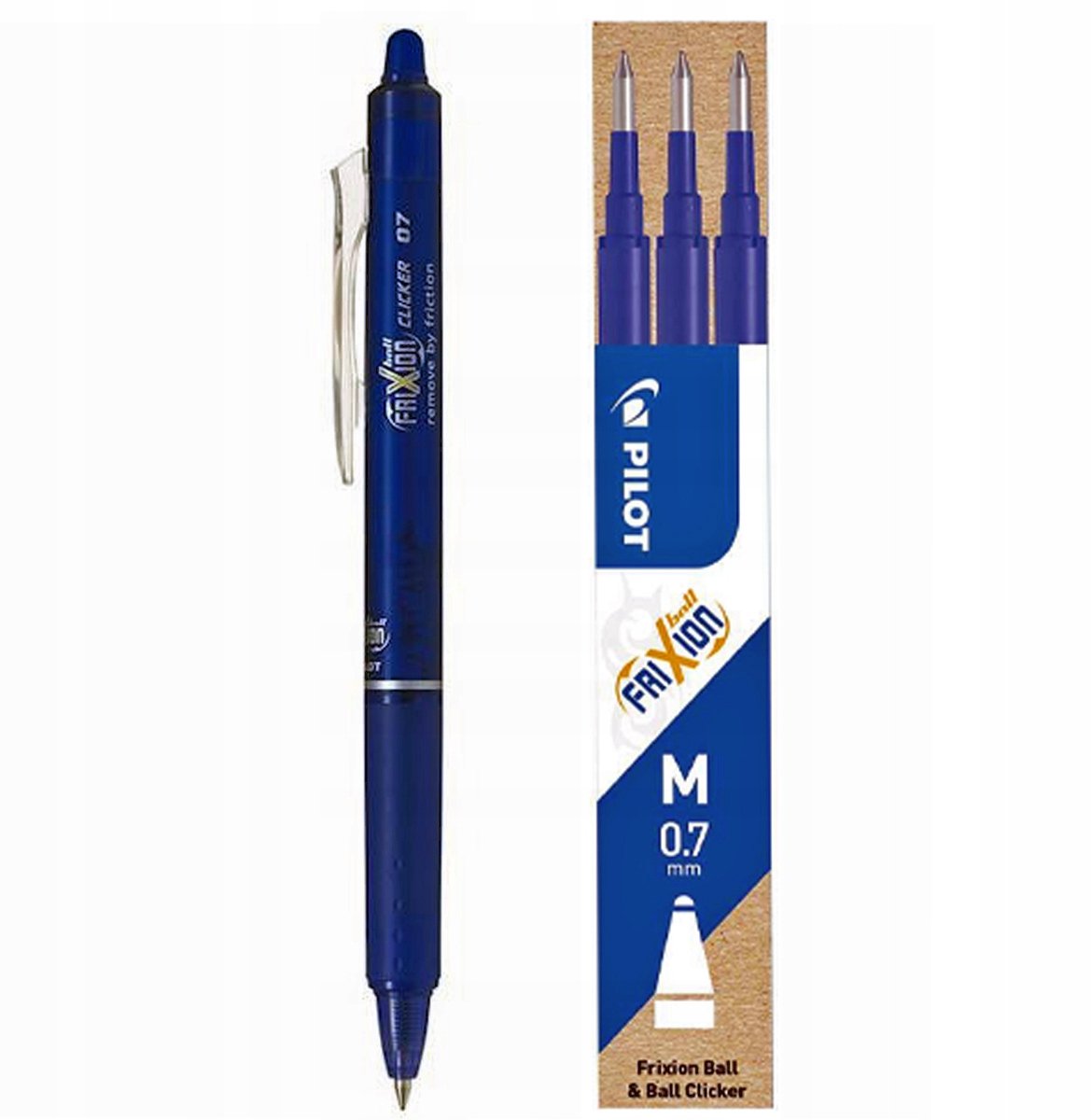 PILOT FriXion Balpen Blauw + 3x 0,7mm Navullingen