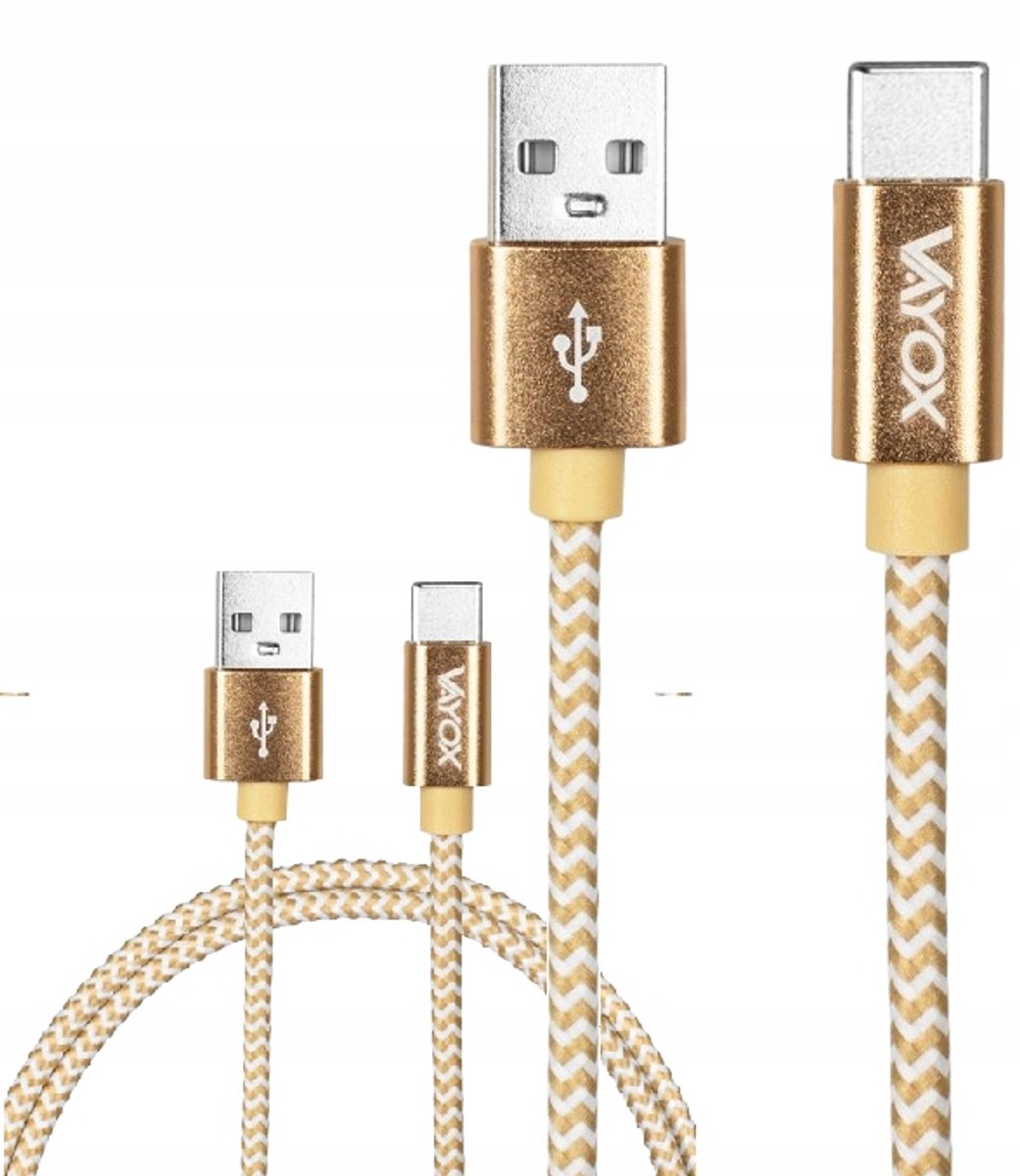 Vayox USB-C Kabel 2m Goud - Duurzaam en Snel