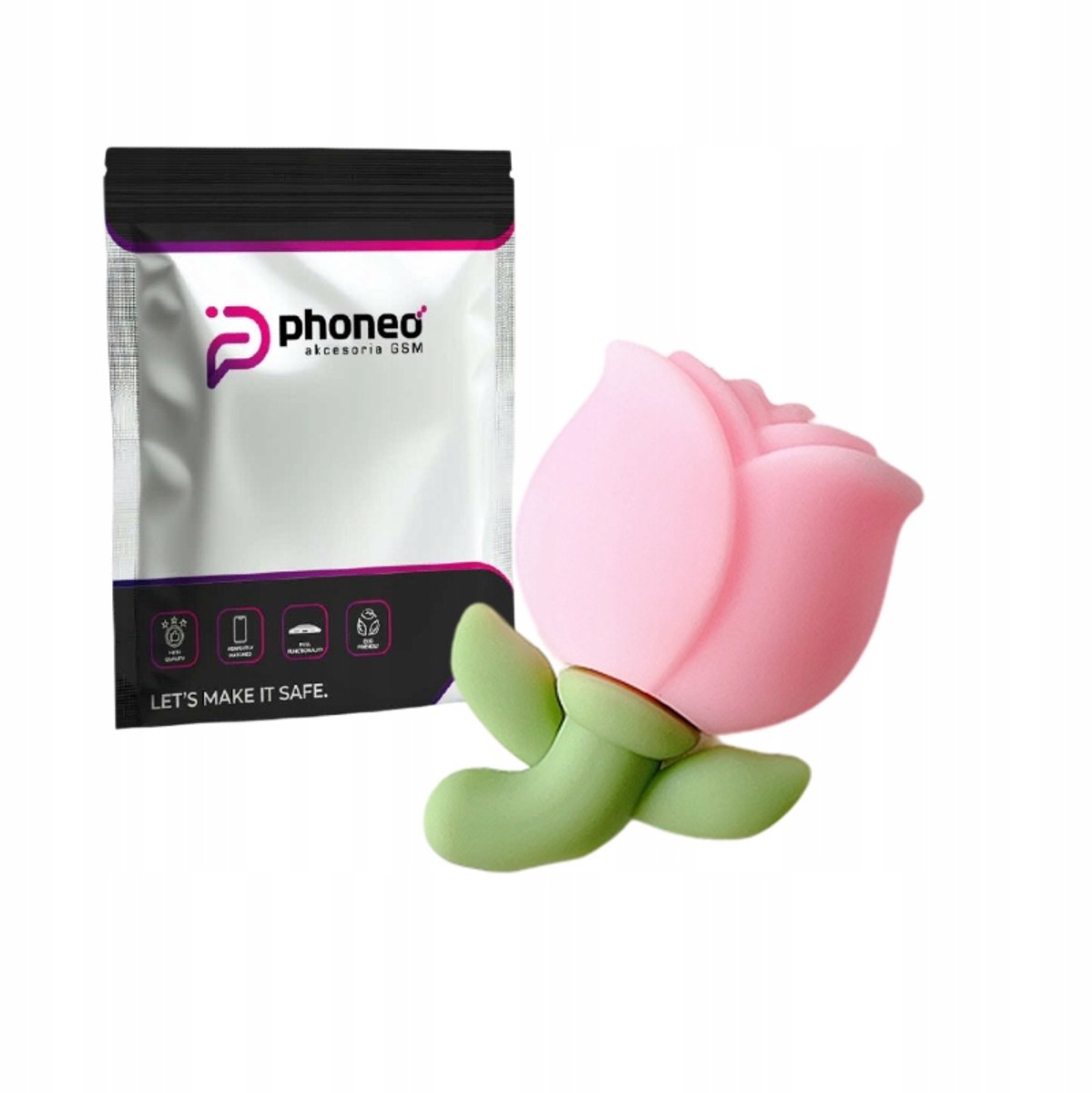 Phoneo Kabelbeschermer Roze Bloem - USB-C, MicroUSB, Lightning
